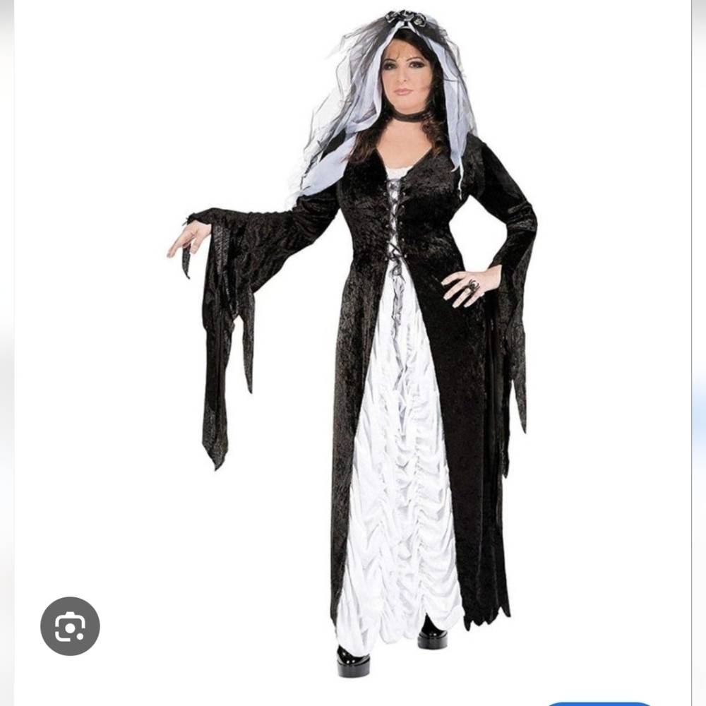 Girls Deluxe Bride of Darkness Costume Wirh Head Piece - Size L 10-12 NWT